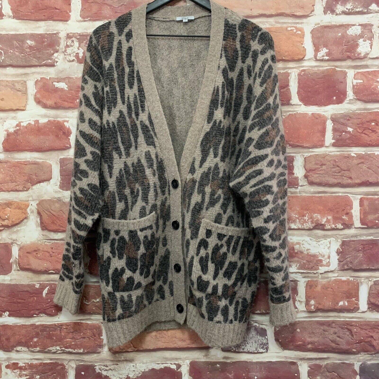 Rails Oslo Spotted Hazel Women’s Tan Alpaca Blend Animal Print Cardigan Sweater